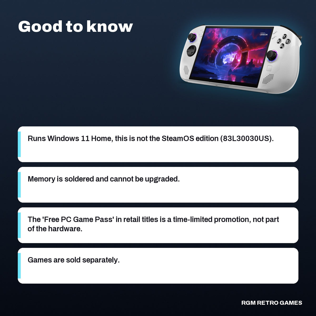 Lenovo Legion Go S 8" Gaming Handheld, AMD Ryzen Z2 Go, 16GB/512GB, Windows 11, Glacier White, good to know before you buy