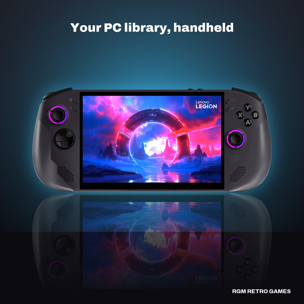 Lenovo Legion Go S Powered by SteamOS - 8-inch 120Hz, AMD Ryzen Z2 Go, 16GB, 512GB SSD (83L30030US) in a dark studio setting