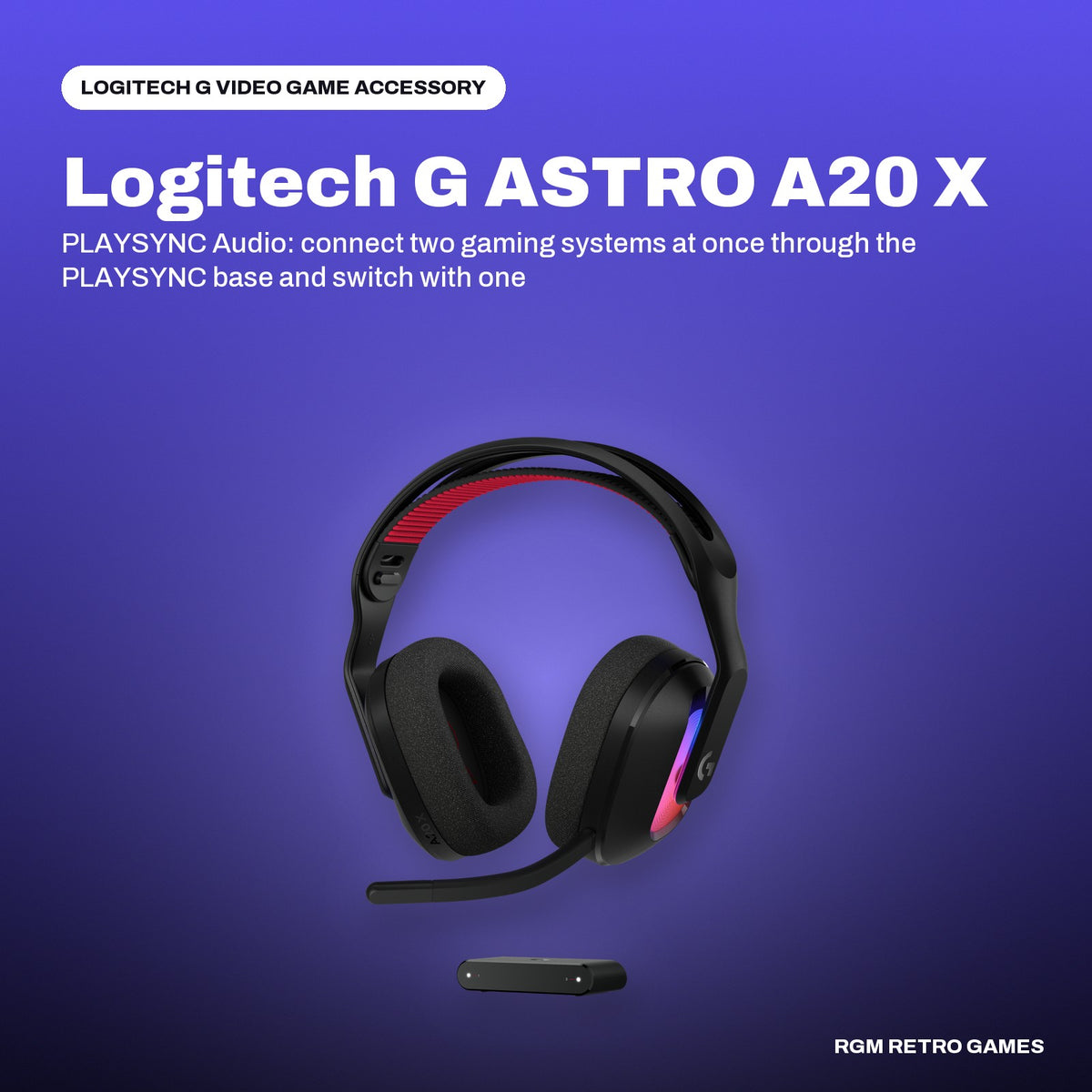 Logitech G ASTRO A20 X LIGHTSPEED Wireless Gaming Headset with PLAYSYNC - Black in a Logitech G color scene