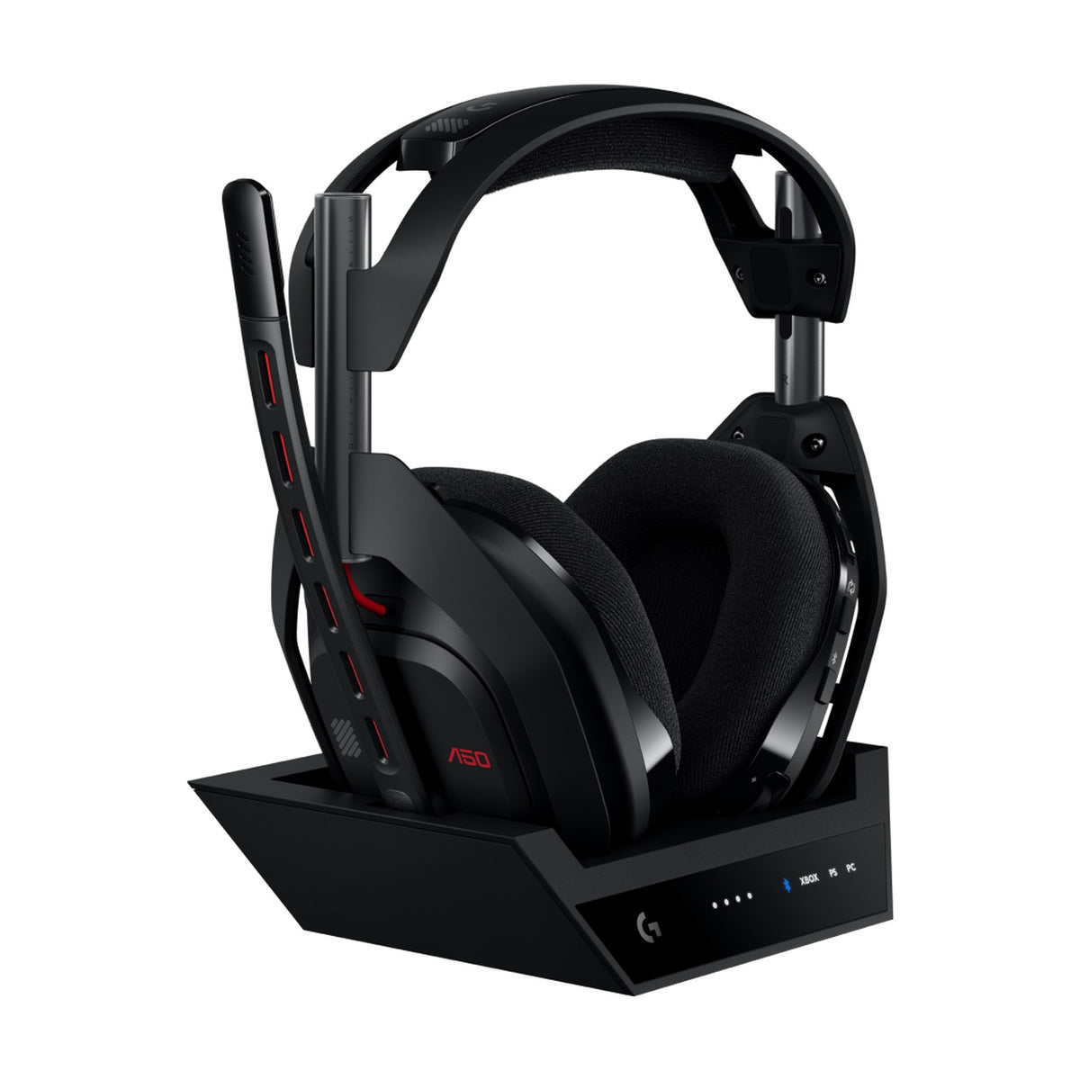 Logitech G ASTRO A50 (Gen 5) LIGHTSPEED Wireless Gaming Headset + Base Station, front view on a white background