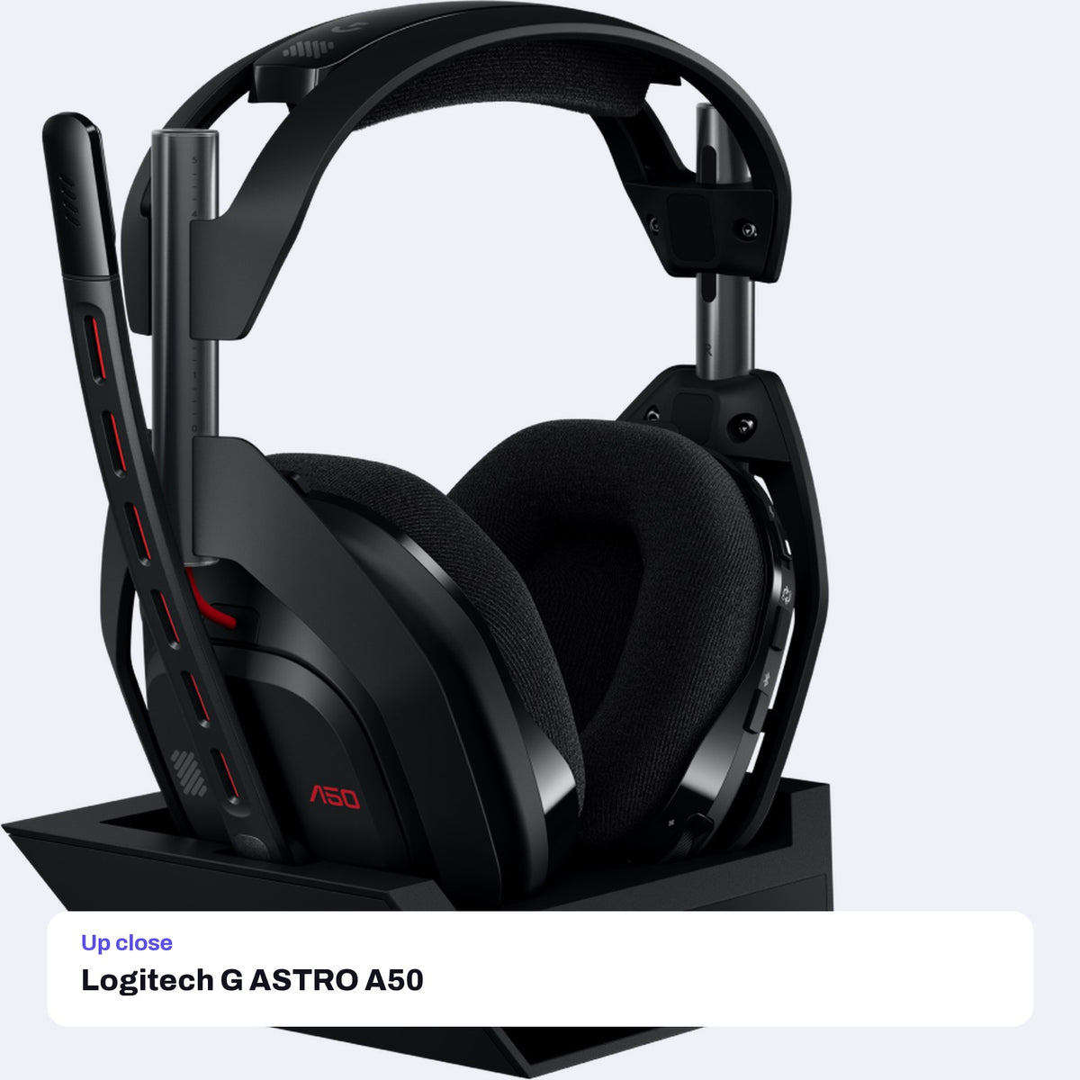 Logitech G ASTRO A50 (Gen 5) LIGHTSPEED Wireless Gaming Headset + Base Station, close-up detail