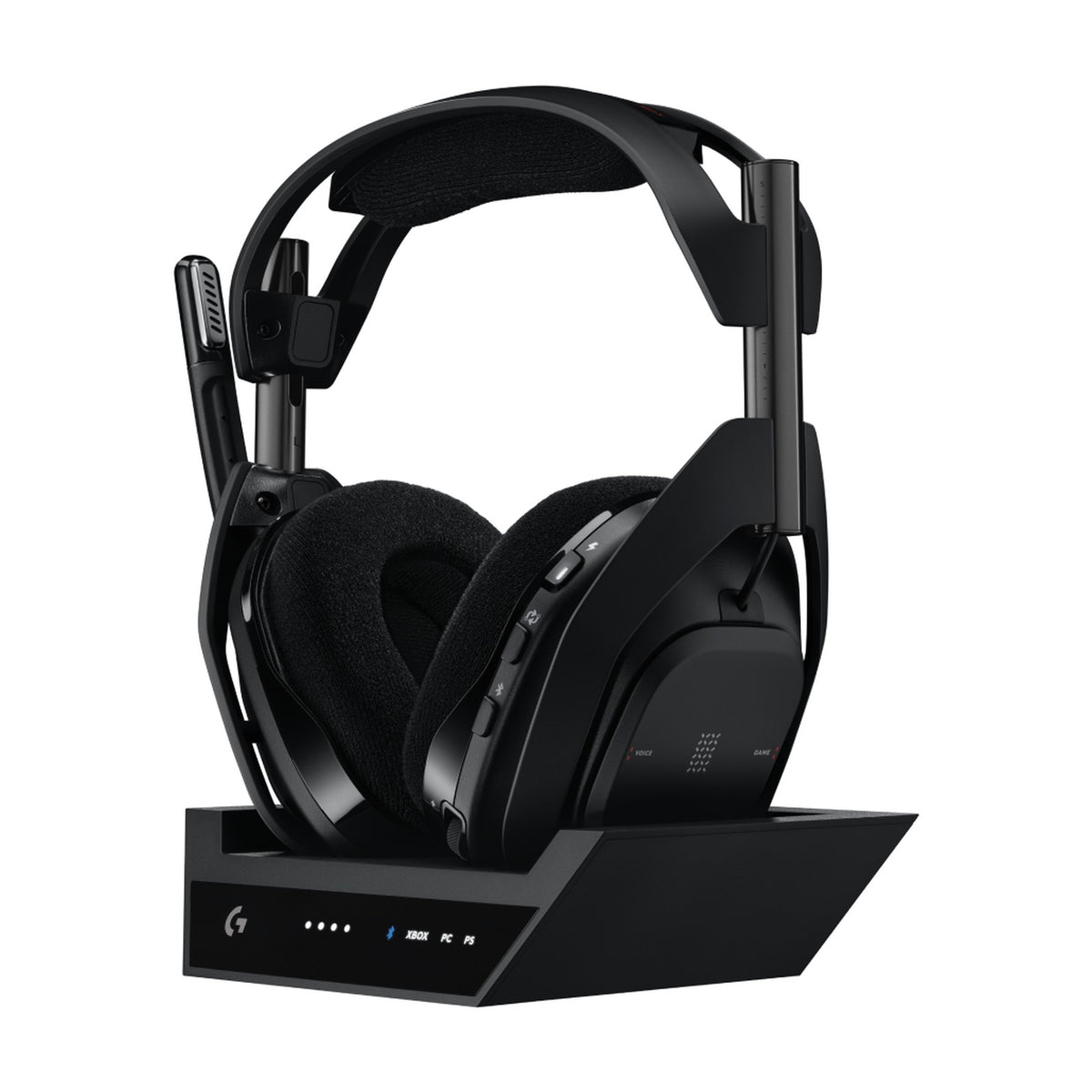 Logitech G Astro A50 X LIGHTSPEED Wireless Gaming Headset + Base Station (Black), front view on a white background