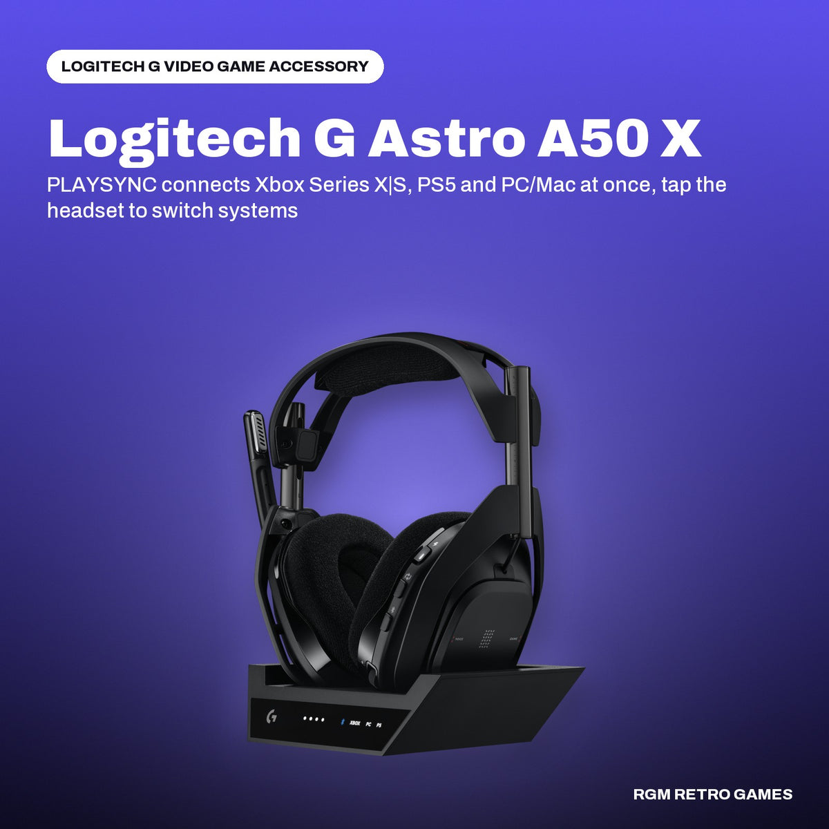 Logitech G Astro A50 X LIGHTSPEED Wireless Gaming Headset + Base Station (Black) in a Logitech G color scene