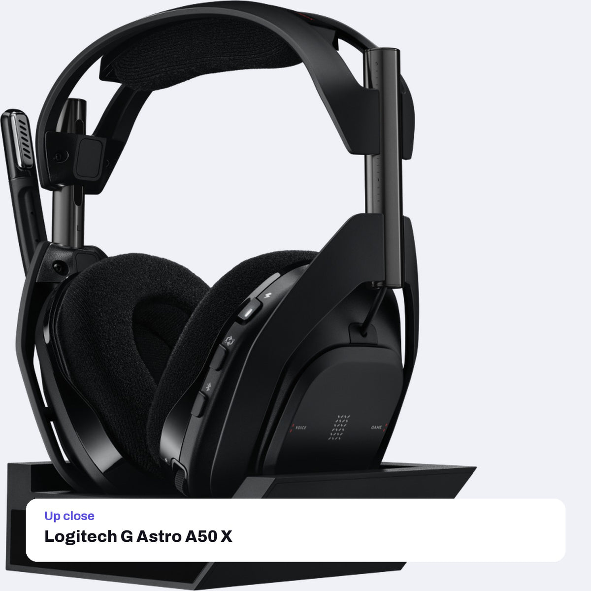 Logitech G Astro A50 X LIGHTSPEED Wireless Gaming Headset + Base Station (Black), close-up detail