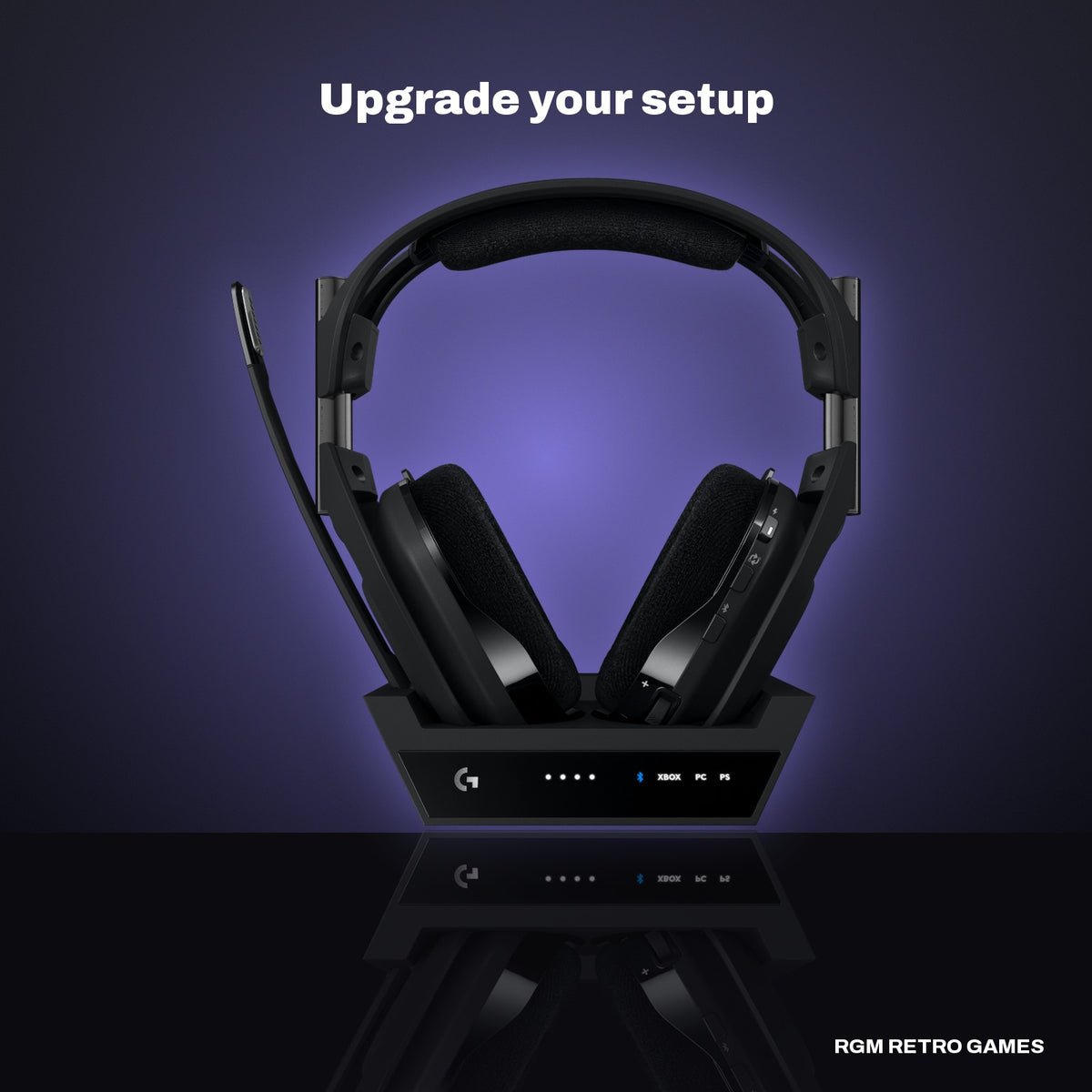 Logitech G Astro A50 X LIGHTSPEED Wireless Gaming Headset + Base Station (Black) in a dark studio setting