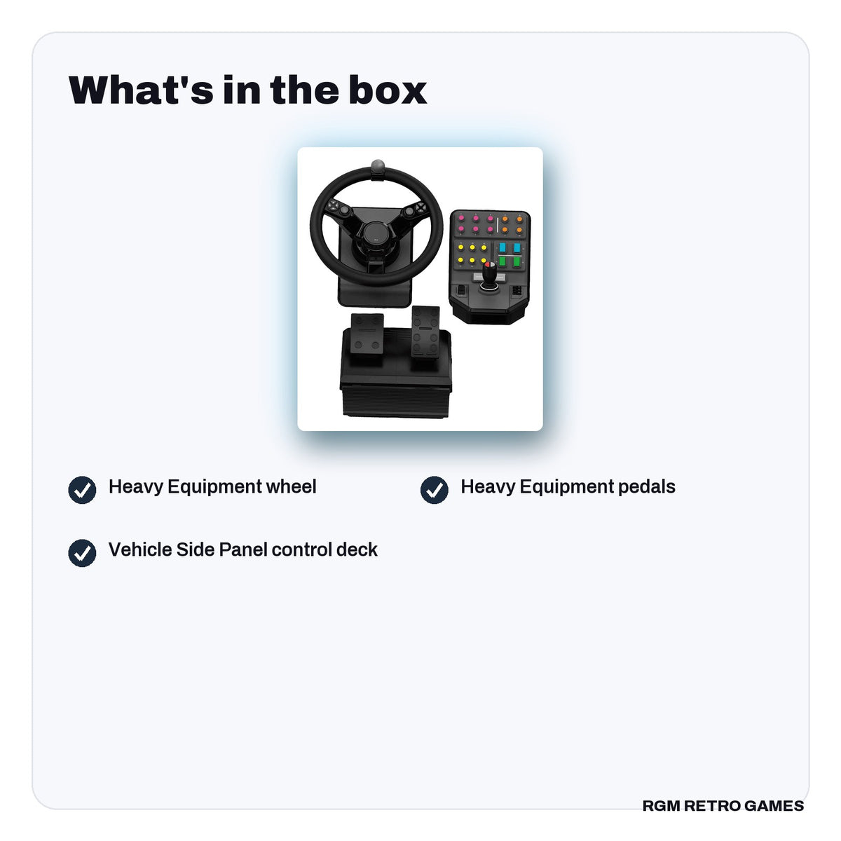 What's in the box with the Logitech G Farming Simulator Heavy Equipment Bundle (Wheel, Pedals and Side Panel)
