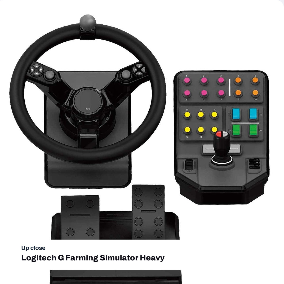Logitech G Farming Simulator Heavy Equipment Bundle (Wheel, Pedals and Side Panel), close-up detail
