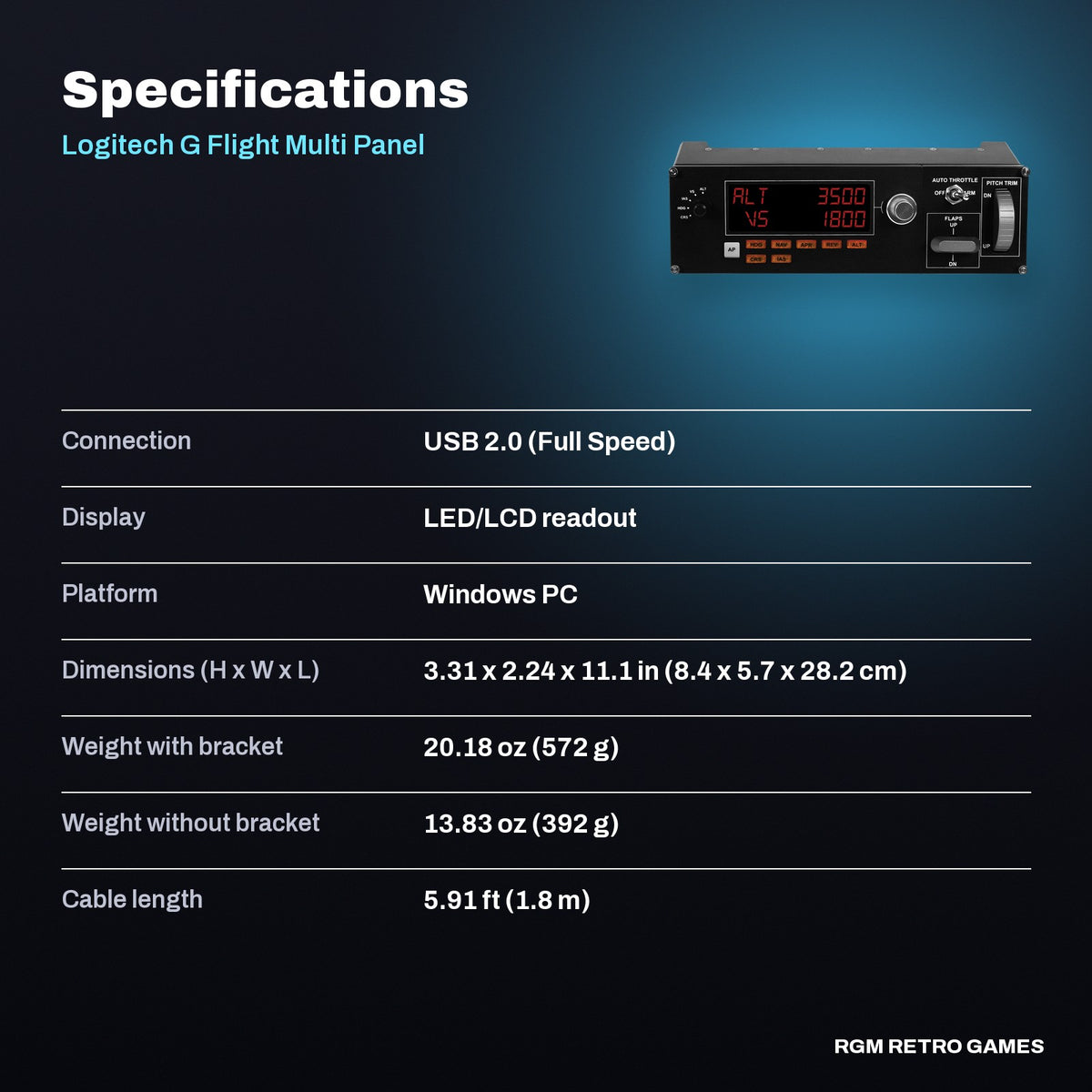 Logitech G Flight Multi Panel (Pro Flight Autopilot Panel) specifications