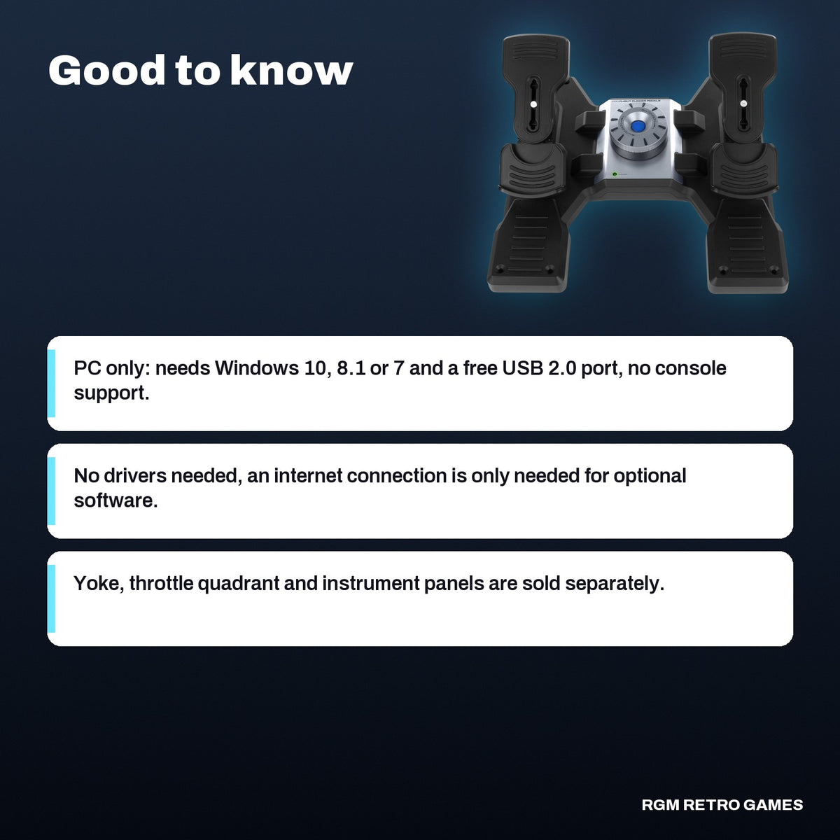 Logitech G Flight Sim Rudder Pedals (Pro Flight Rudder Pedals), good to know before you buy