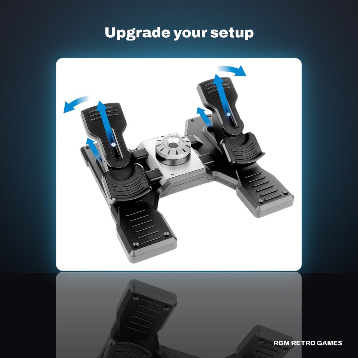 Logitech G Flight Sim Rudder Pedals (Pro Flight Rudder Pedals) in a dark studio setting