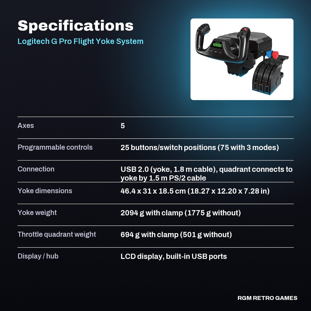 Logitech G Pro Flight Yoke System specifications