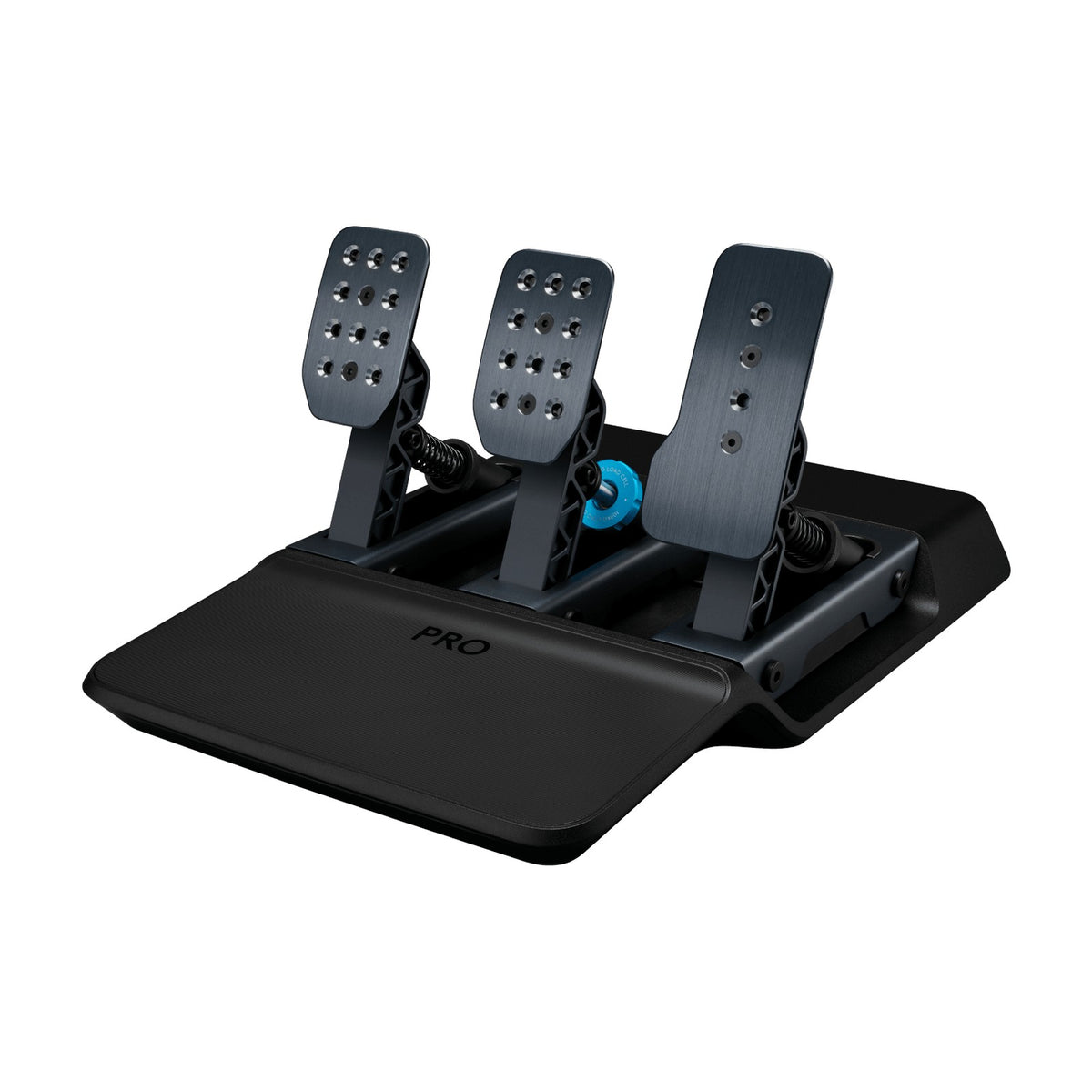 Logitech G PRO Racing Pedals, front view on a white background