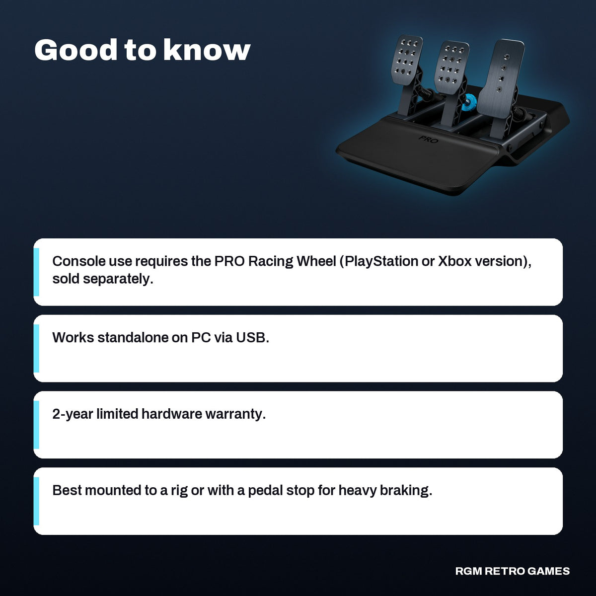 Logitech G PRO Racing Pedals, good to know before you buy