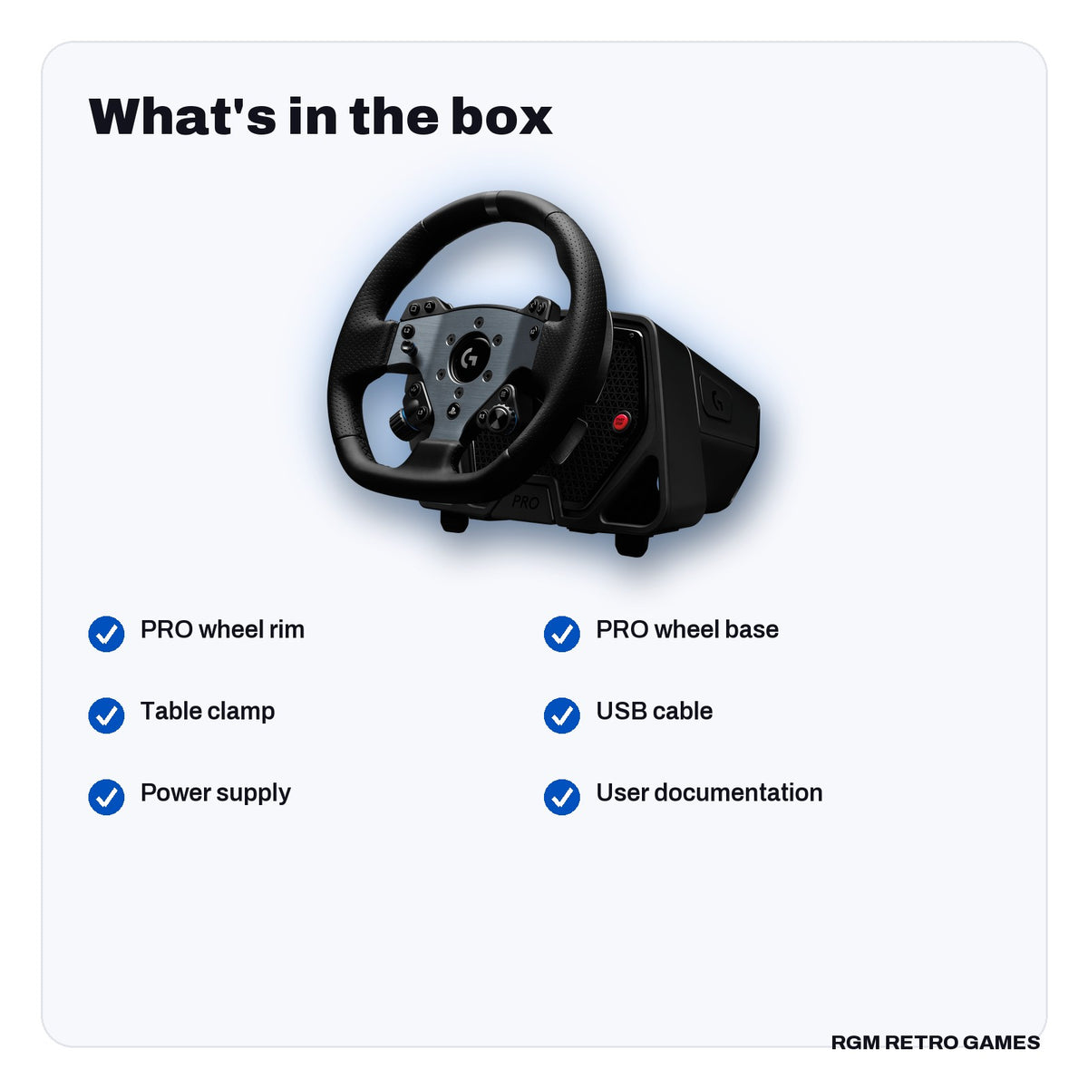 What's in the box with the Logitech G PRO Racing Wheel for PlayStation 5 and PC