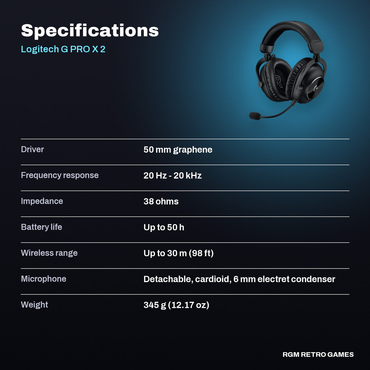 Logitech G PRO X 2 LIGHTSPEED Wireless Gaming Headset - Black specifications
