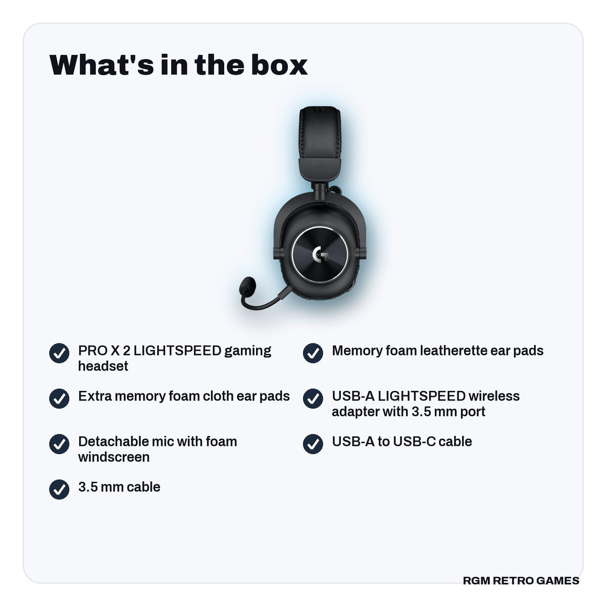 What's in the box with the Logitech G PRO X 2 LIGHTSPEED Wireless Gaming Headset - Black