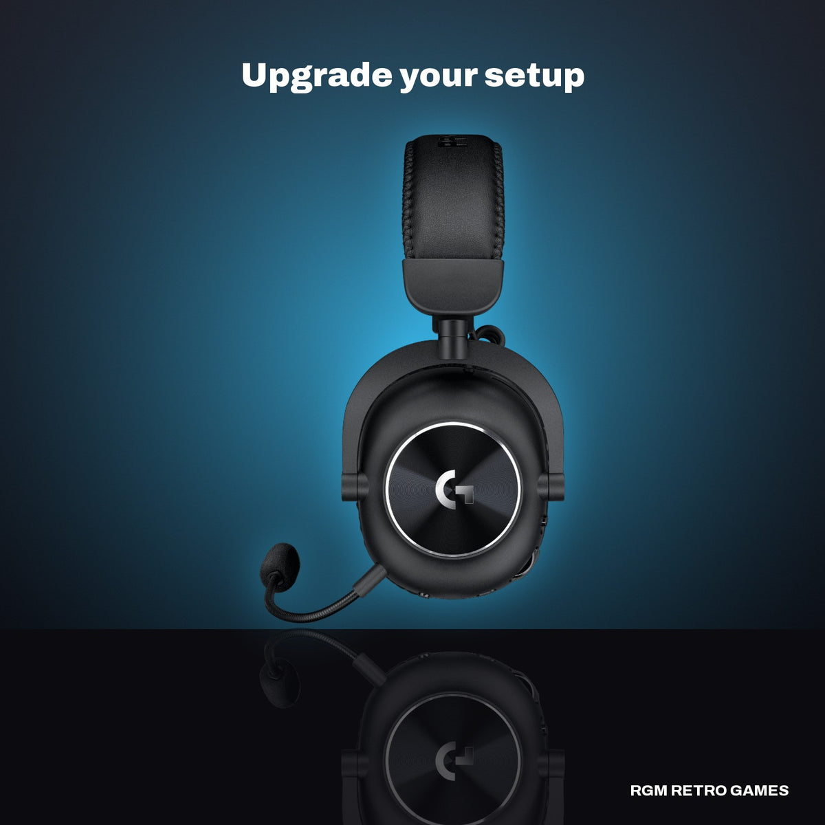 Logitech G PRO X 2 LIGHTSPEED Wireless Gaming Headset - Black in a dark studio setting
