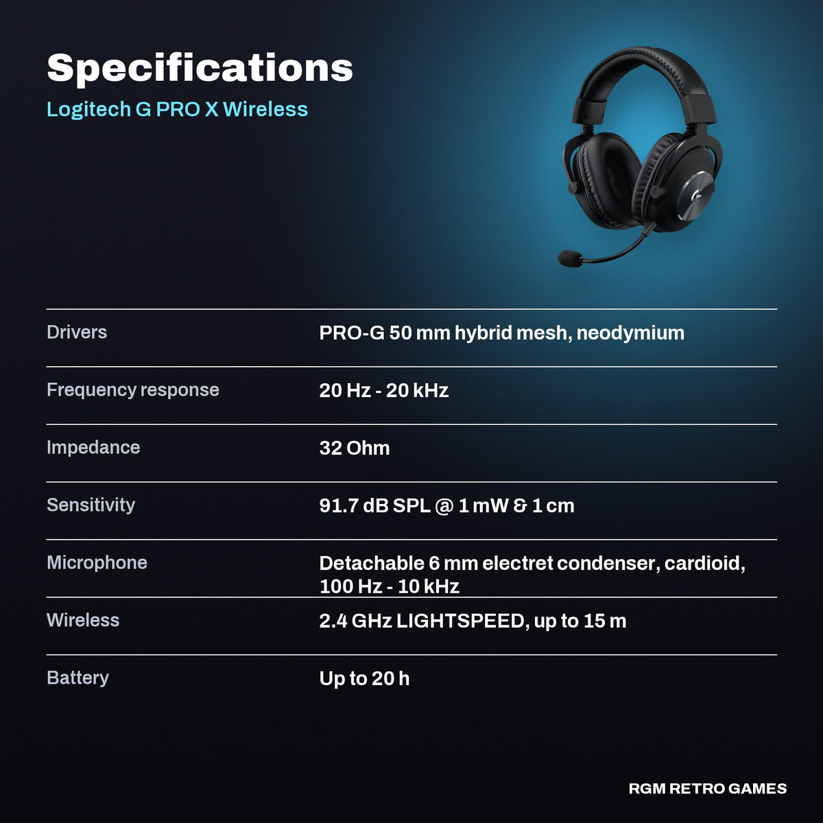 Logitech G PRO X Wireless LIGHTSPEED Gaming Headset - Black specifications