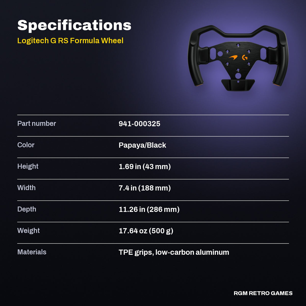 Logitech G RS Formula Wheel McLaren Racing Edition specifications