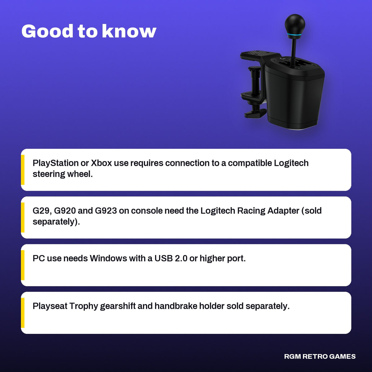 Logitech G RS H-Shifter, good to know before you buy