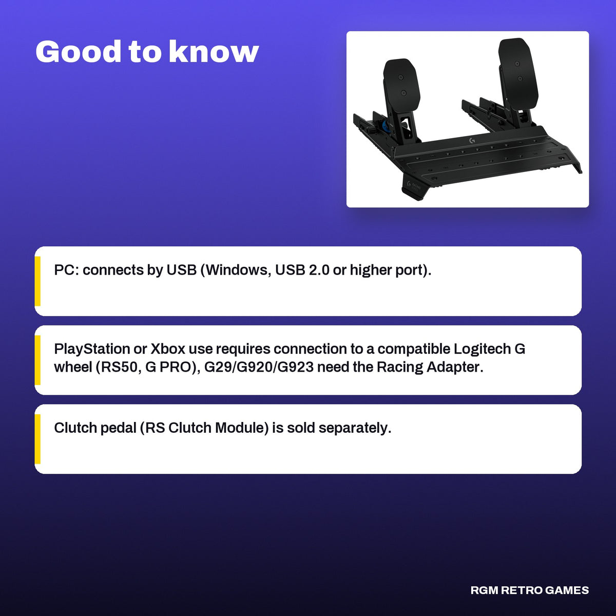 Logitech G RS Pedals, good to know before you buy