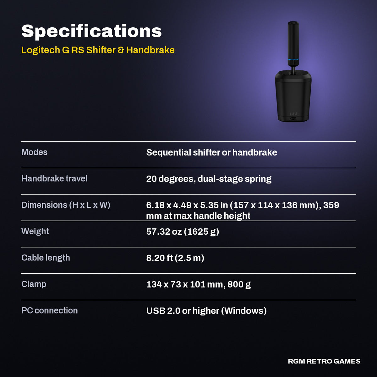 Logitech G RS Shifter & Handbrake specifications