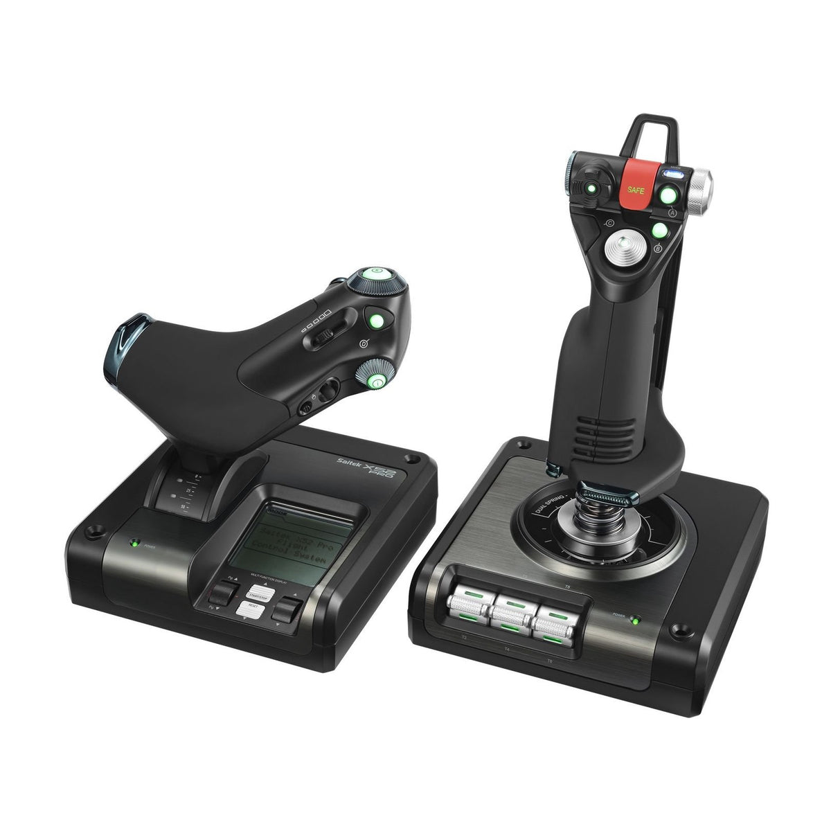 Logitech G X52 Pro Flight Control System, front view on a white background