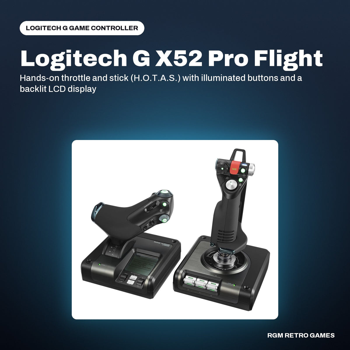 Logitech G X52 Pro Flight Control System in a Logitech G color scene
