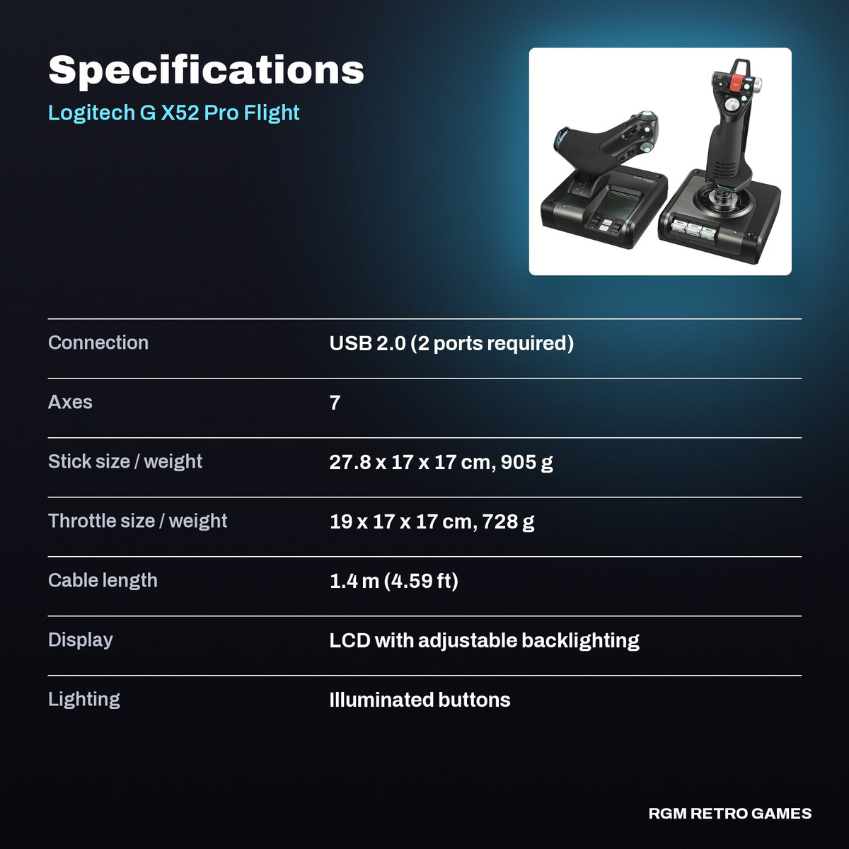Logitech G X52 Pro Flight Control System specifications