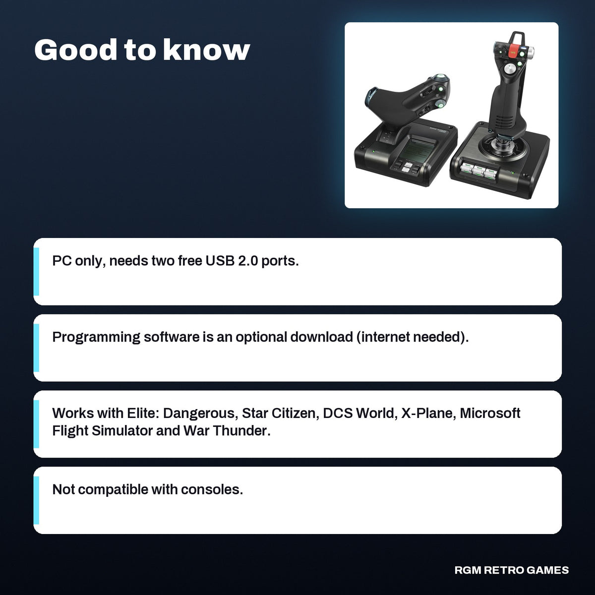Logitech G X52 Pro Flight Control System, good to know before you buy