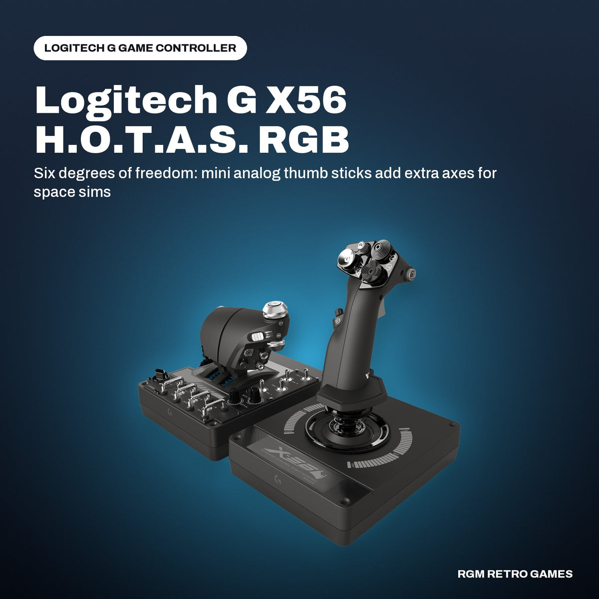 Logitech G X56 H.O.T.A.S. RGB Throttle and Stick Simulation Controller in a Logitech G color scene
