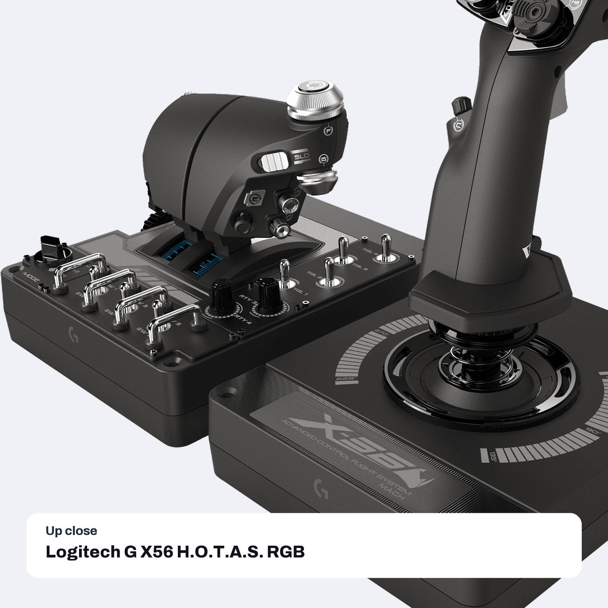 Logitech G X56 H.O.T.A.S. RGB Throttle and Stick Simulation Controller, close-up detail