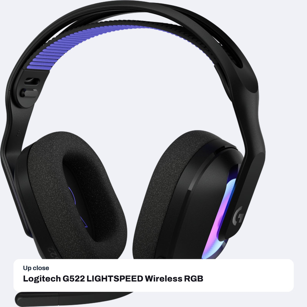 Logitech G522 LIGHTSPEED Wireless RGB Gaming Headset - Black, close-up detail