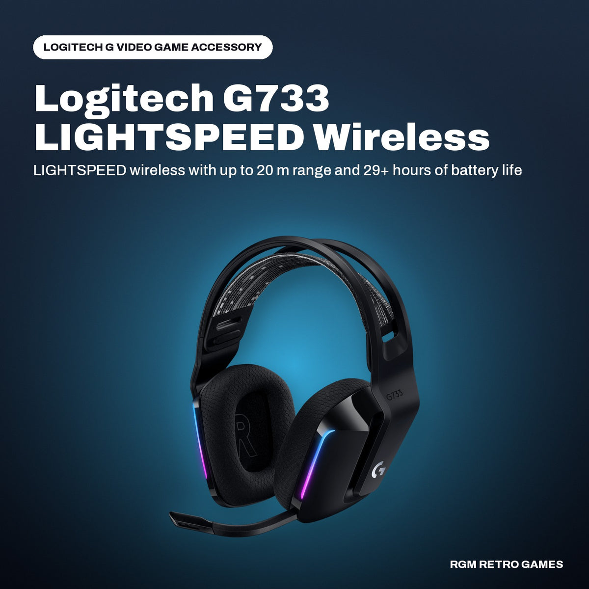 Logitech G733 LIGHTSPEED Wireless RGB Gaming Headset - Black in a Logitech G color scene