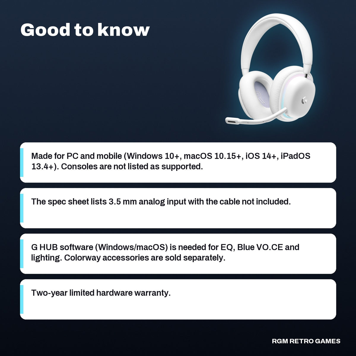 Logitech G735 Wireless Gaming Headset (Aurora Collection, White Mist), good to know before you buy