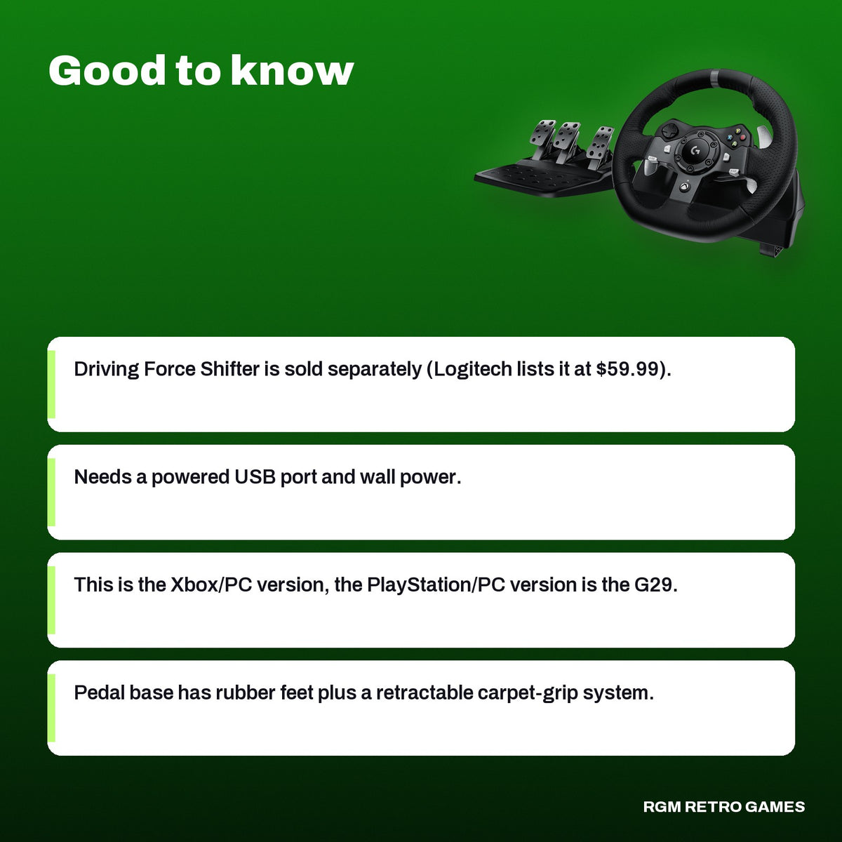 Logitech G920 Driving Force Racing Wheel and Pedals for Xbox Series X|S, Xbox One and PC, good to know before you buy