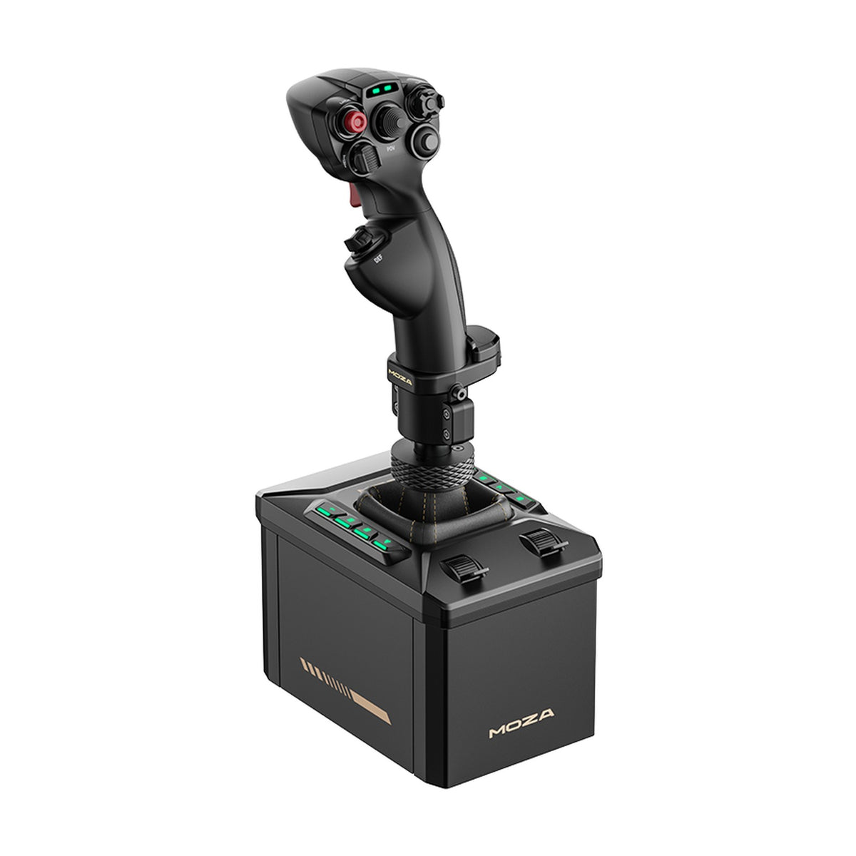 MOZA AB6 Flight Simulator Bundle (AB6 6 Nm FFB Base + MHG Flightstick), front view on a white background