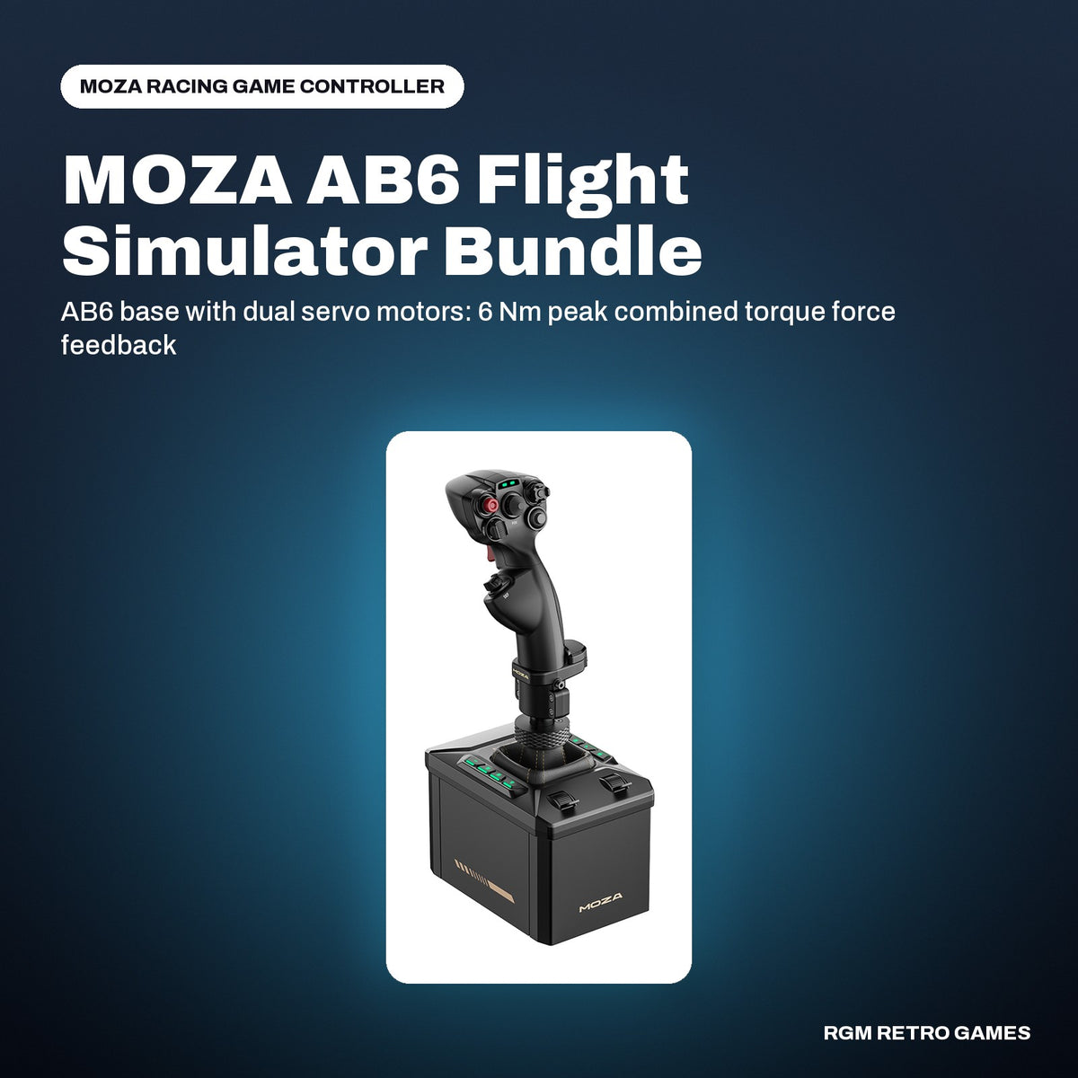 MOZA AB6 Flight Simulator Bundle (AB6 6 Nm FFB Base + MHG Flightstick) in a MOZA Racing color scene