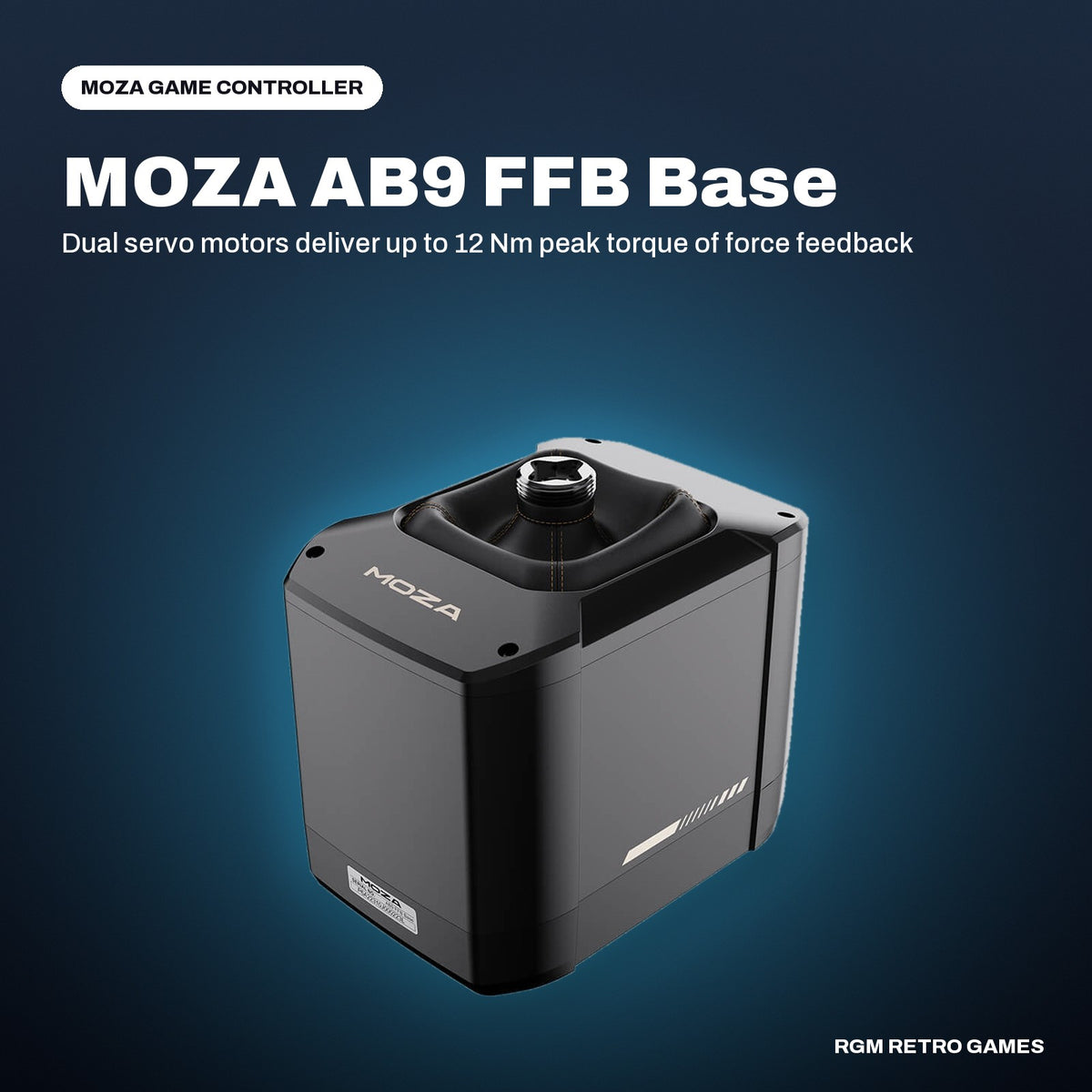 MOZA AB9 FFB Base in a MOZA color scene