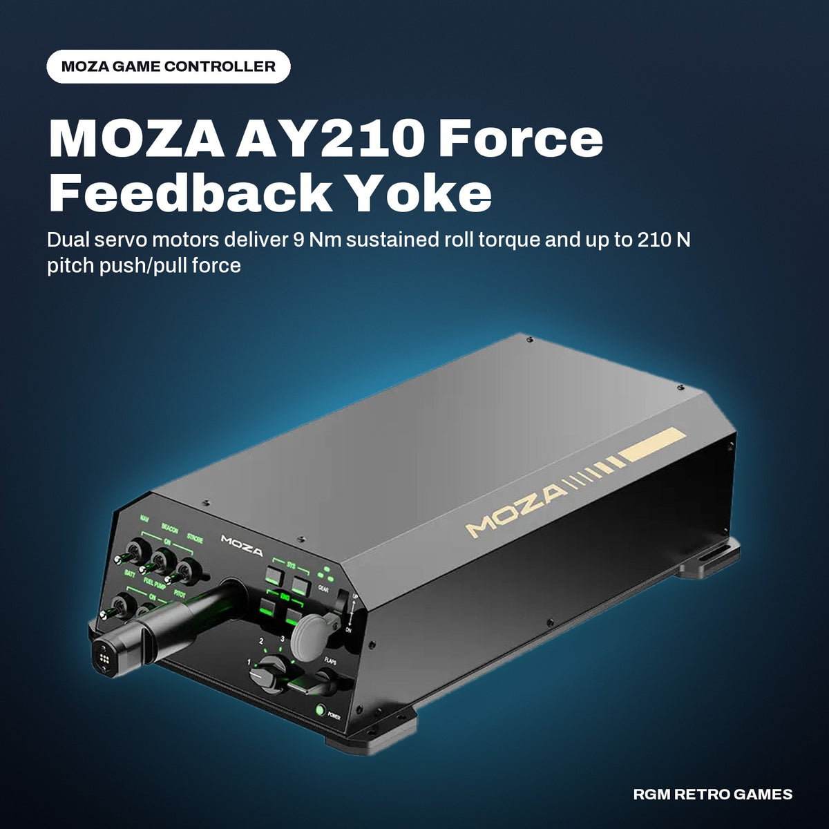 MOZA AY210 Force Feedback Yoke Base in a MOZA color scene