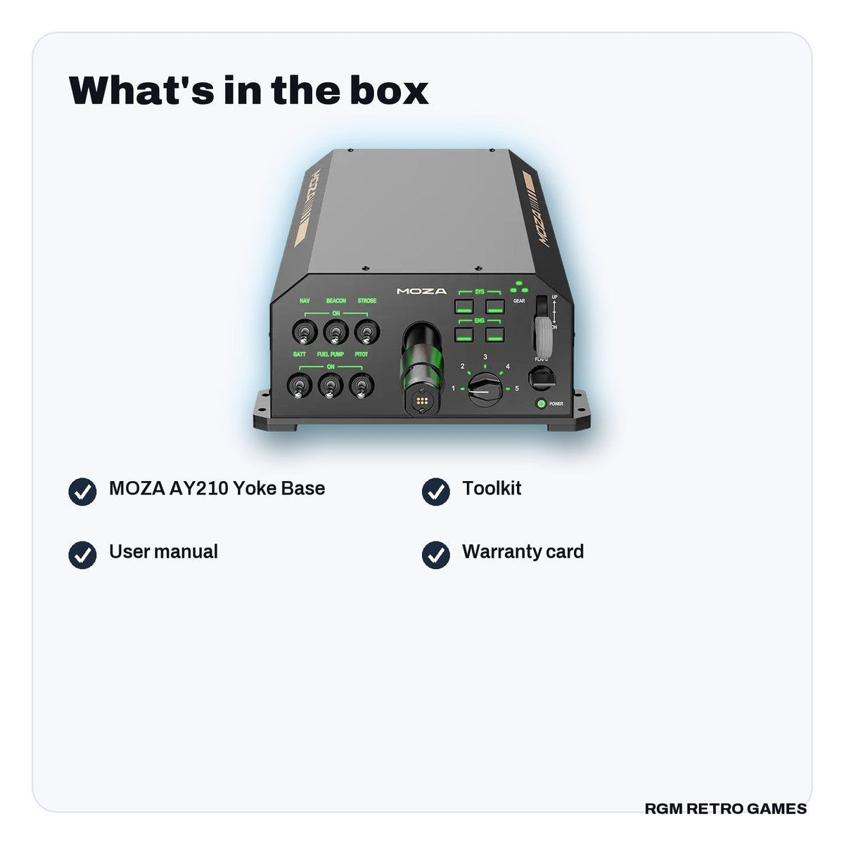 What's in the box with the MOZA AY210 Force Feedback Yoke Base
