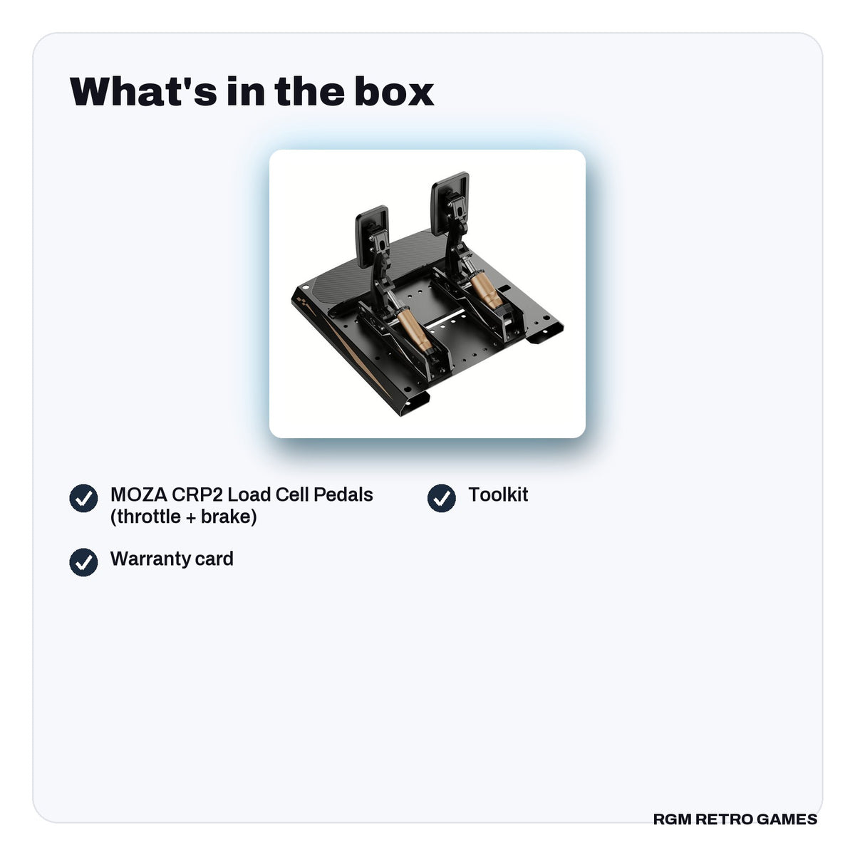 What's in the box with the MOZA CRP2 Load Cell Pedals (Throttle + Brake)