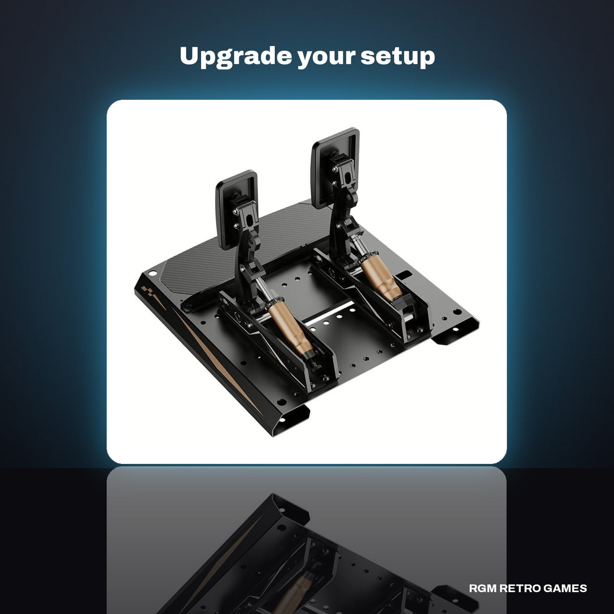MOZA CRP2 Load Cell Pedals (Throttle + Brake) in a dark studio setting