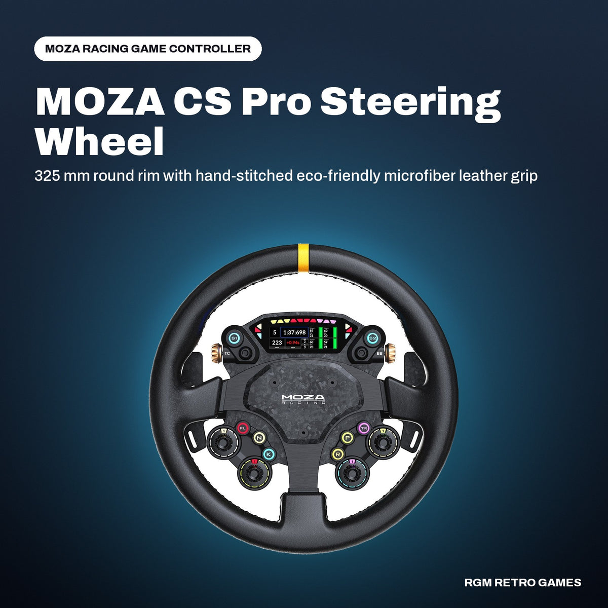 MOZA CS Pro Steering Wheel (325 mm GT3 Wheel with HD Display) in a MOZA Racing color scene