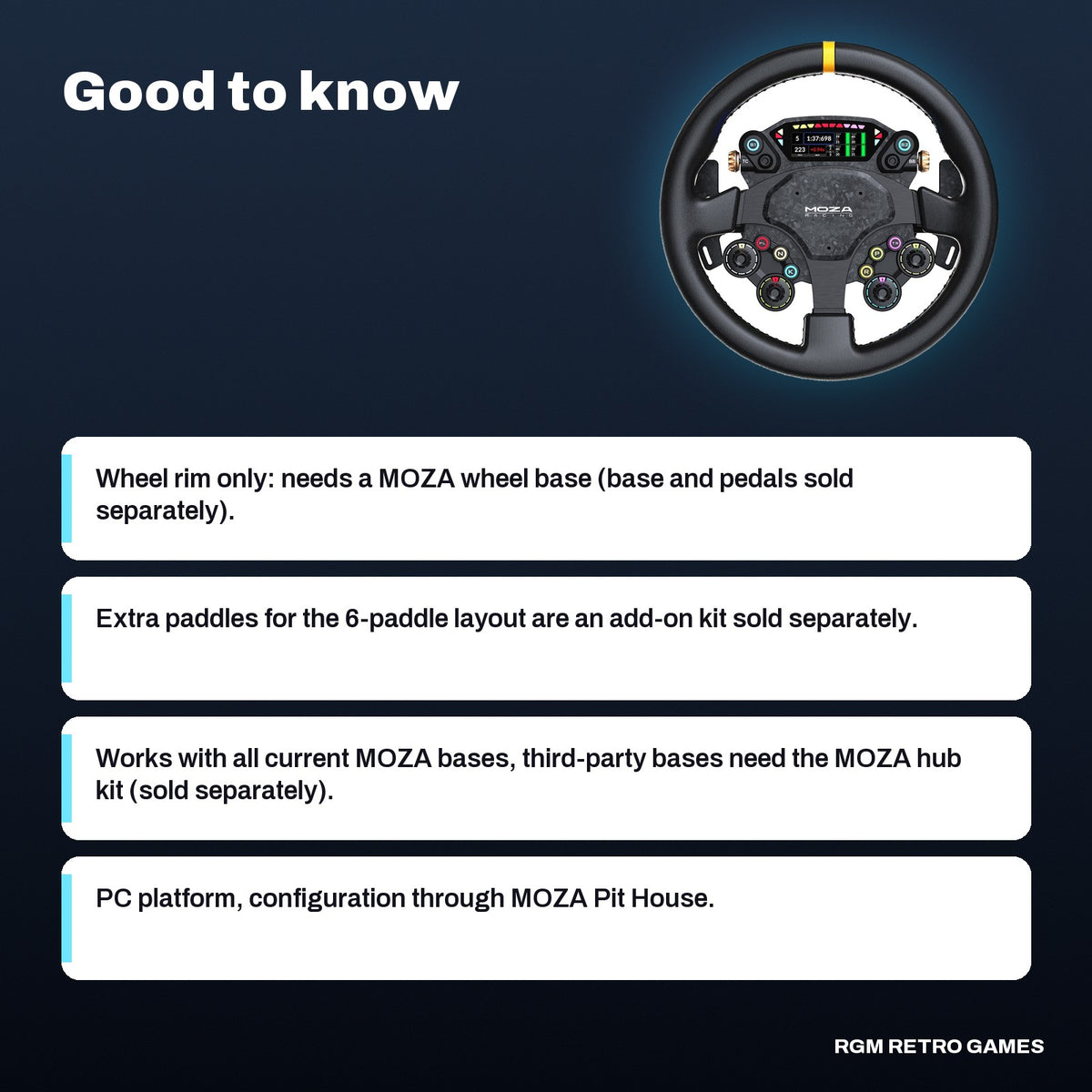MOZA CS Pro Steering Wheel (325 mm GT3 Wheel with HD Display), good to know before you buy