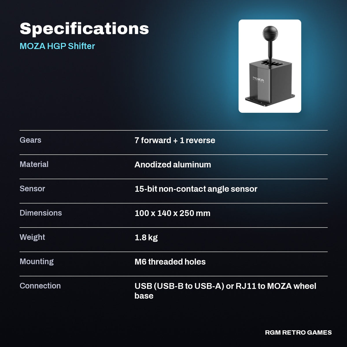 MOZA HGP Shifter specifications