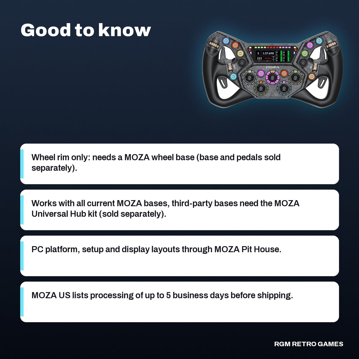 MOZA KS Pro Steering Wheel (300 mm Butterfly GT Wheel with HD Display), good to know before you buy