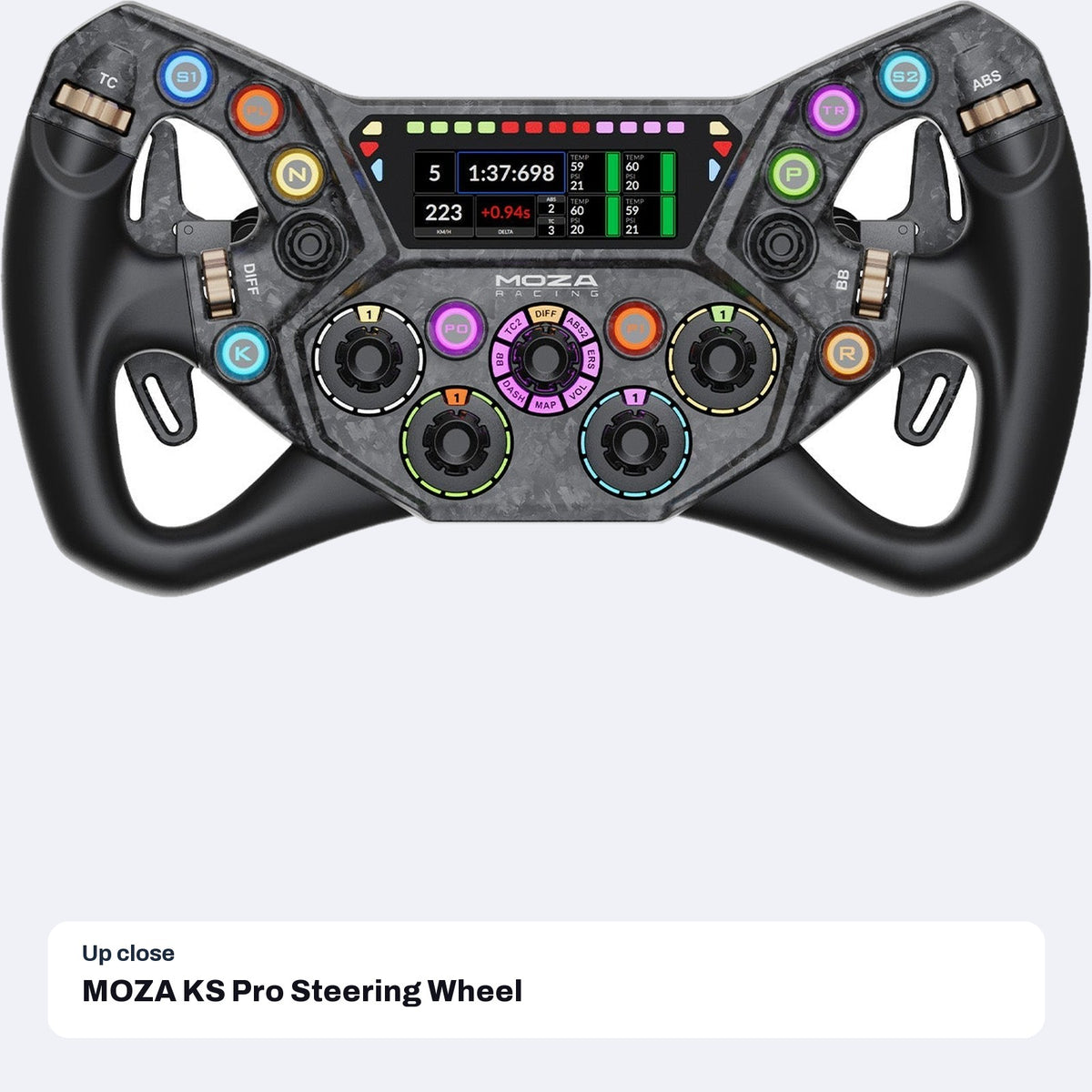 MOZA KS Pro Steering Wheel (300 mm Butterfly GT Wheel with HD Display), close-up detail