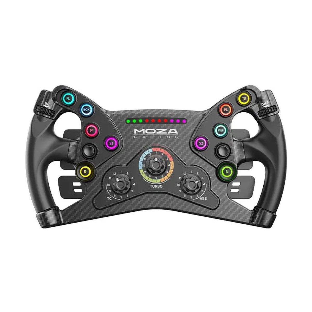 MOZA KS Steering Wheel (300 mm Butterfly GT Wheel), front view on a white background