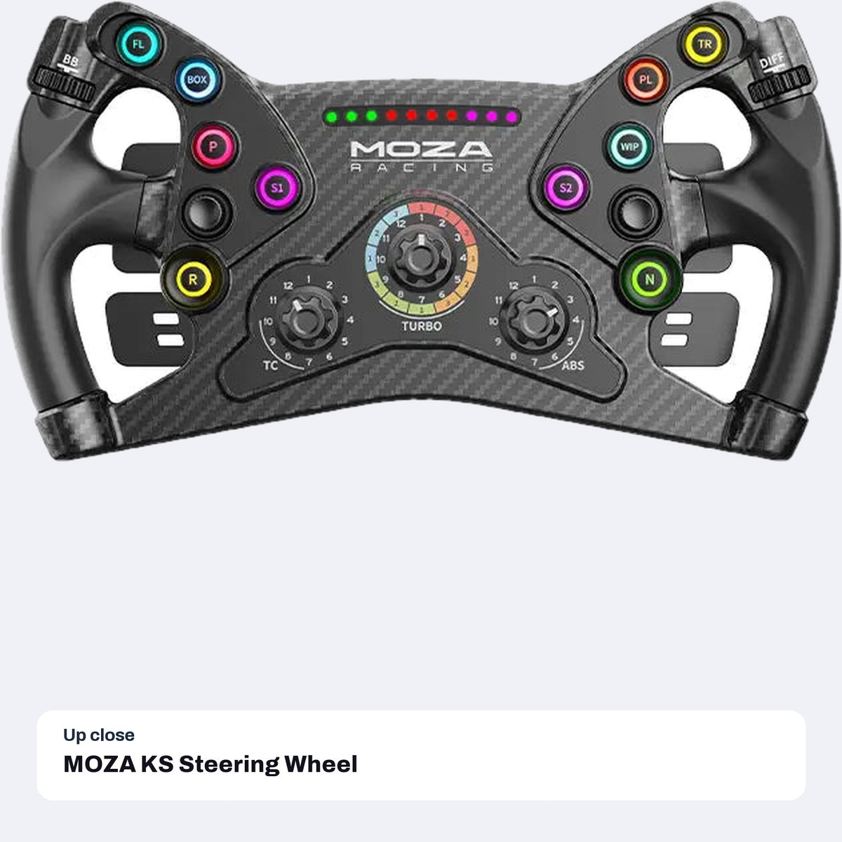 MOZA KS Steering Wheel (300 mm Butterfly GT Wheel), close-up detail